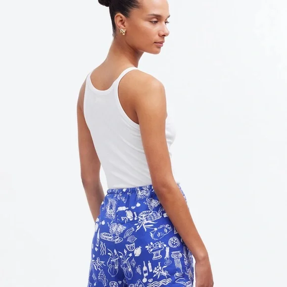 Madewell x Lisa Says Gah Blue and White Patterned Shorts - Picture 6 of 6